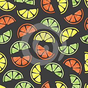 Watercolor citrus seamless pattern.