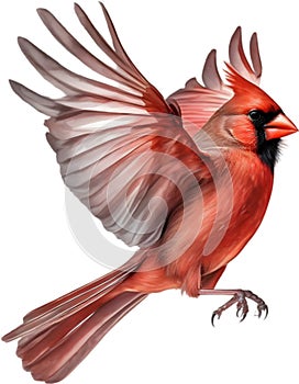 Watercolor clip art of a Northern Cardinal bird. AI-Generated.