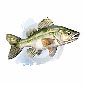 Watercolor Clipart Of A Sauger Fish