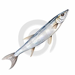 Watercolor Clipart Of A Smelt With White Background