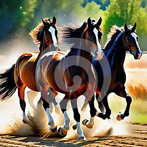 Watercolor Clydesdale Horses in Full Capture the with Stunning Print and Artful