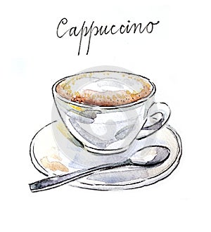 Watercolor coffee cappuccino