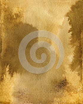 Watercolor Coffee Color Water Paper Background. Abstract brown raster illustration.