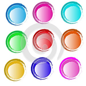 Watercolor color circle texture. Ink round stroke on white background. Vector illustration of grunge circle stains photo