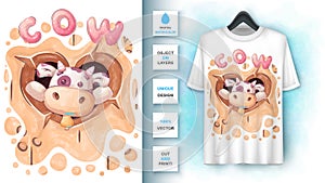 Watercolor color in heart poster and merchandising.