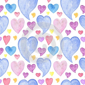 Watercolor hand drawn heart set of different colors