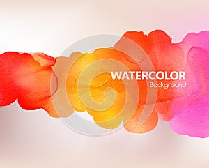 Watercolor colorful background. Vector illustration. Water, wet paper. Blobs, stain, paints blot.