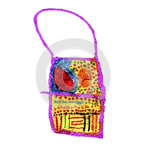 Watercolor colorful bright element design boho bag