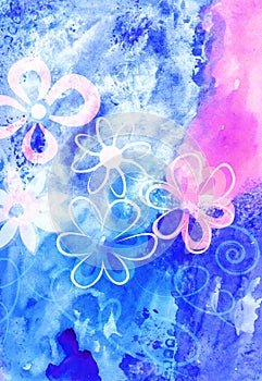 Watercolor colorful floral background. Vivid illustration