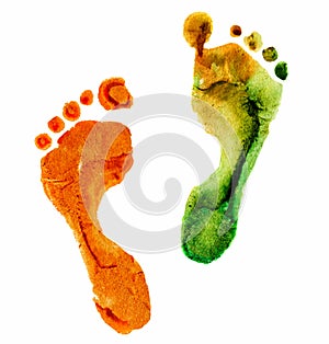 Watercolor colorful footprint