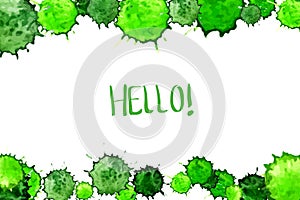 Watercolor colorful green blot background