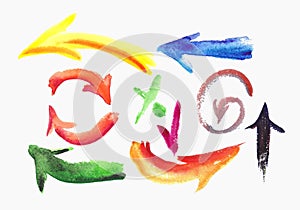 Watercolor  Colorful Sketch Arrow Set