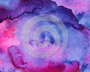 Watercolor colorful space galaxy purple violet blue pink blot blob spot abstract texture backdrop background