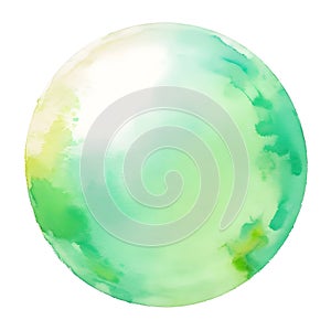 Watercolor colorful spots, hand drawn artistic Illustration for your design. Green color, circle shape, isolated objects on white