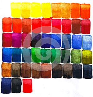 Watercolor colorful square tiles backdrop Abstract pattern