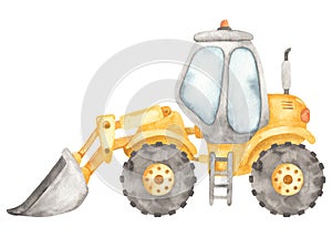 Watercolor construction machines. Front loader