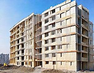 Watercolor of Construction site with rockwool for thermal protection and