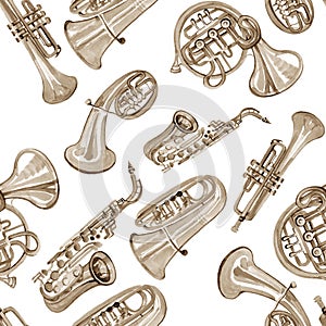 Watercolor copper brass band music pattern