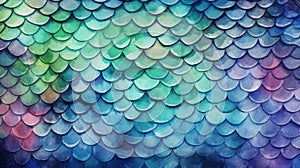 Watercolor Crocodile skin textured background. Alligator scales. Lizard, reptile, snake, fish skin. Concepts of fantasy