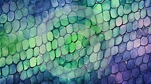 Watercolor Crocodile skin textured background. Alligator scales. Lizard, reptile, snake, fish skin. Concepts of fantasy