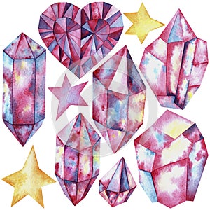 Watercolor crystals elements