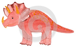 Watercolor cute baby triceptor of bright color on a white background. watercolor illustration for children`s textiles