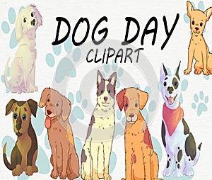 Watercolor Cute Dog Clipart