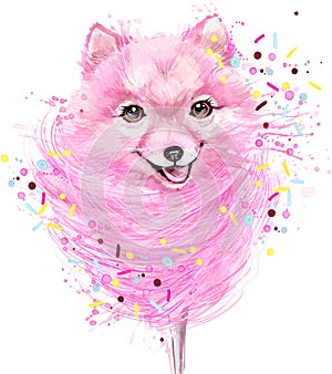 Watercolor Cute dog illustration.