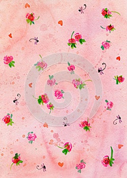 Watercolor cute floral textured background