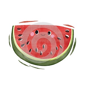Watercolor cute watermelon cartoon character