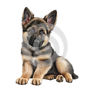 Watercolor Cutie Baby Dog Clipart, Cute Puppies Clipart, German shepherd