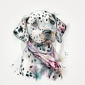 Watercolor Dalmatian Puppy and Girl: A Match Made in Heaven AI Generated