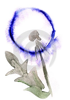 Watercolor dandelion flowers impression painting