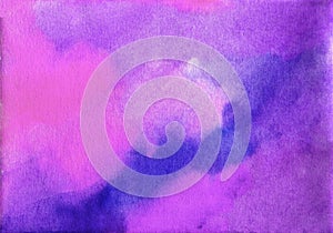 Watercolor dark purple, violet, blue, white texture background, hand painted. Art abstract with copy space for banner, poster, wal