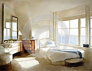 Watercolor of decor nautical bedroom interior design