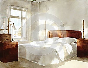 Watercolor of decor nautical bedroom interior design
