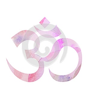 Watercolor decorative Om Aum Symbol