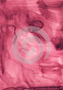 Watercolor deep crimson background painting, vintage elegant texture. Old watercolour burgundy backdrop. Stains on paper