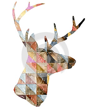 Watercolor deer graphic illustration.