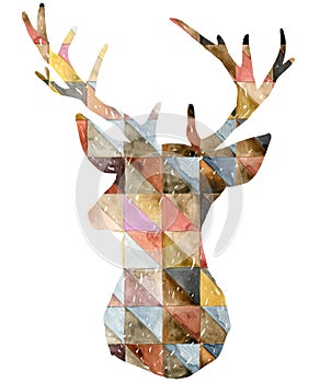 Watercolor deer graphic illustration.