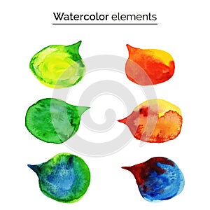 Watercolor design elements. Colorful isolated aquarelle template for speech.