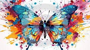 Watercolor design summer illustration background art colorful nature abstract spring background butterfly beauty