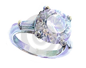 Watercolor diamond ring  illustration isolated