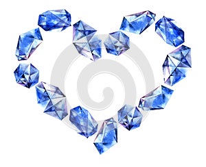 Watercolor diamonds heart