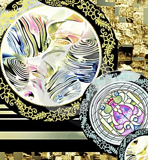 Watercolor digital flower pattern on black