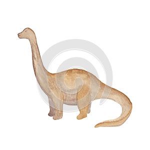 Watercolor dinosaurs Brahiosaurus Isolated on white background Hand painted illustration Prehistoric animals clipart