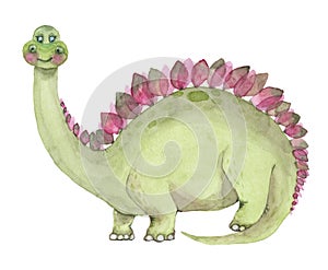 Watercolor dinosaurs stegosaurus