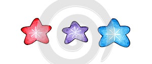 Watercolor doodle stars set