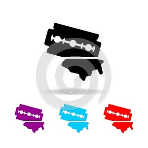 Watercolor double edged razor blade icon. Elements of death in multi colored icons. Premium quality graphic design icon.