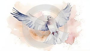 Watercolor Dove in Flight